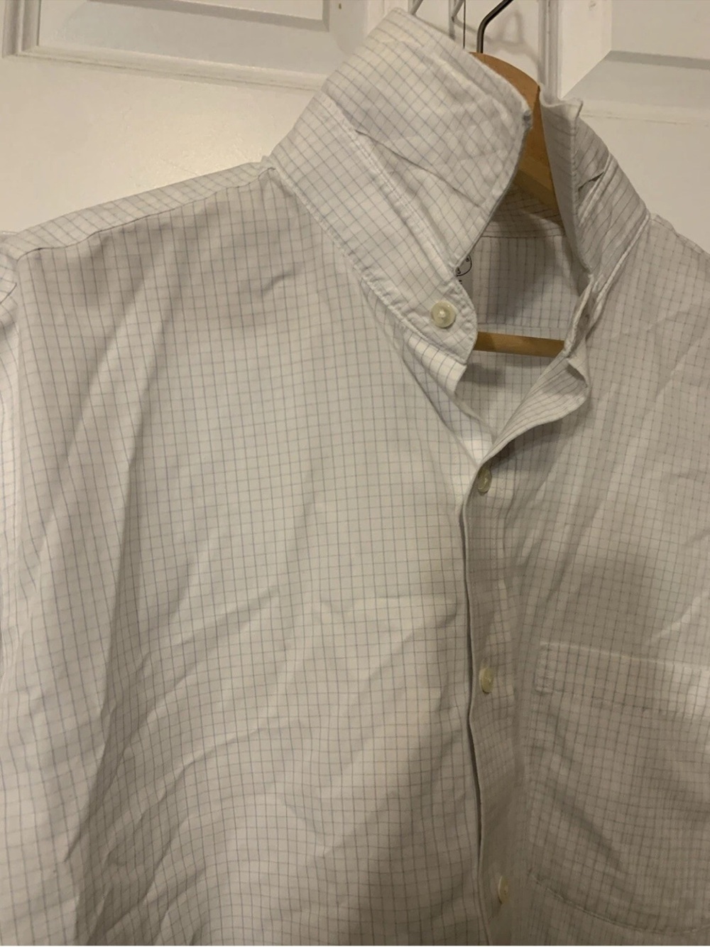Brooks Brothers White Dress Shirt with Light Blue Grid - Picture 8 of 9